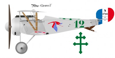 Dorme, René Pierre Marie - Dormeho Nieuport 17 Père Dorme 3 s.č. 1720 od Escadrille N 3 na kterém získal 8 potvrzených a 10 pravděpodobných sestřelů
